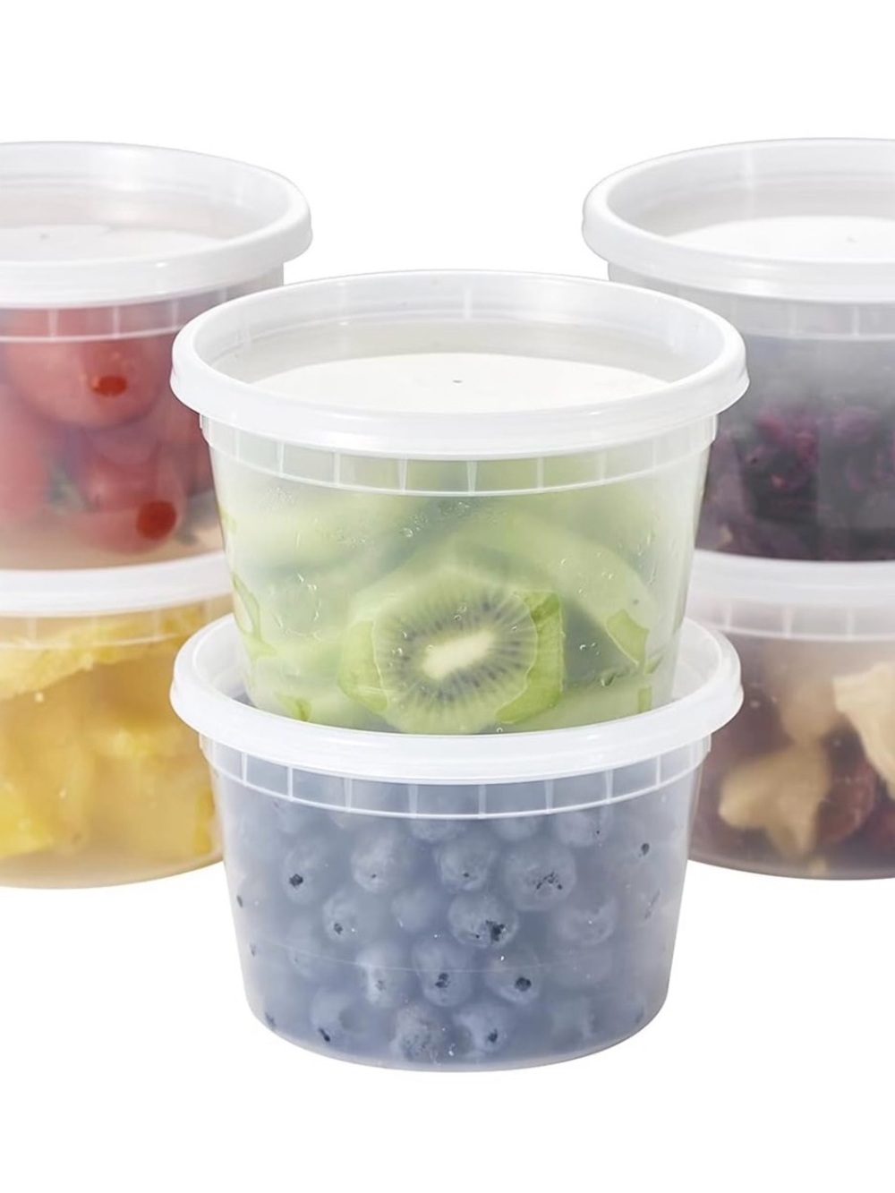 Clear White-Lid Food Storage Containers - Set of Portion Cups (48) 16 oz cups